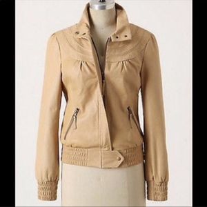Anthropologie Idra Leather Bomber Jacket